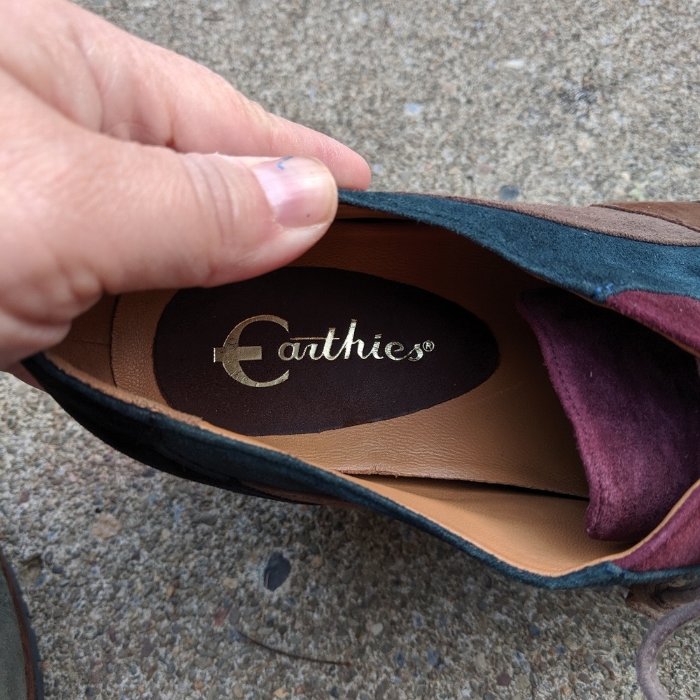 Earthies Leather Patchwork Chunky Block Heels 9m - image 6